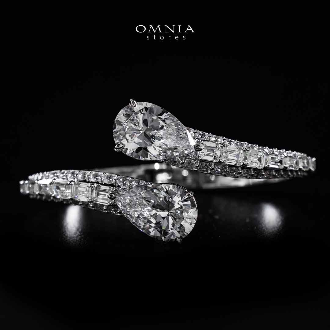 Omnia Afeefah Silver Bangle In 925 Silver High Quality Certified Lab Crafted Stones