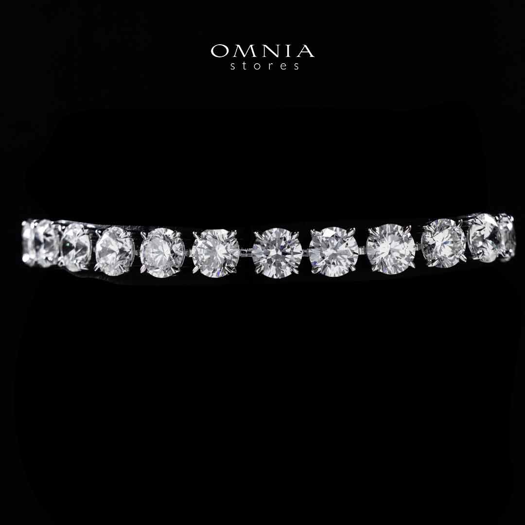 Omnia Baseema White Silver Bracelet In 925 Silver High Quality Certified Lab Crafted Stones
