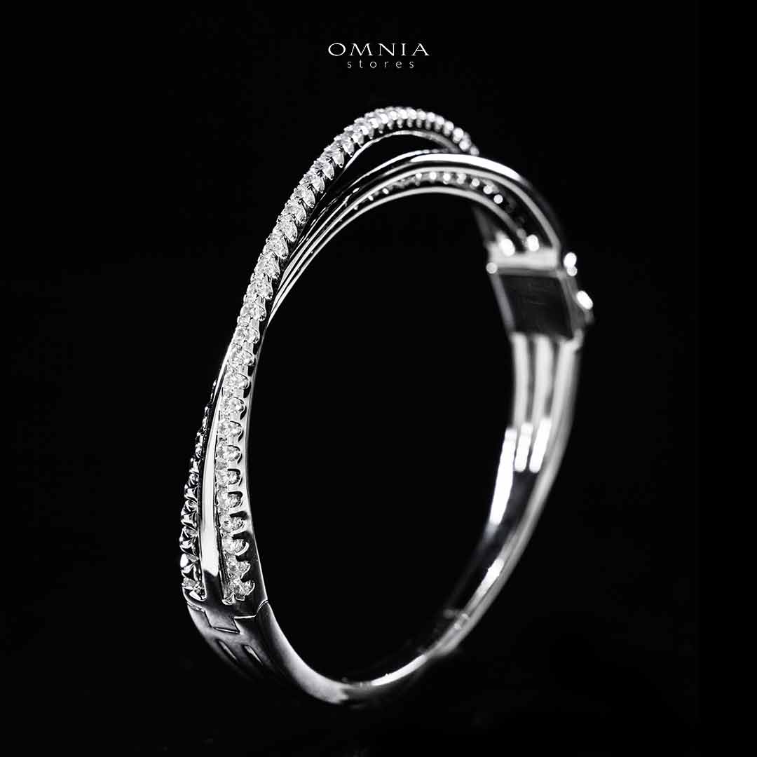 Omnia Suhair Twisted Silver Bangle In 925 Silver High Quality Certified Lab Crafted Stones