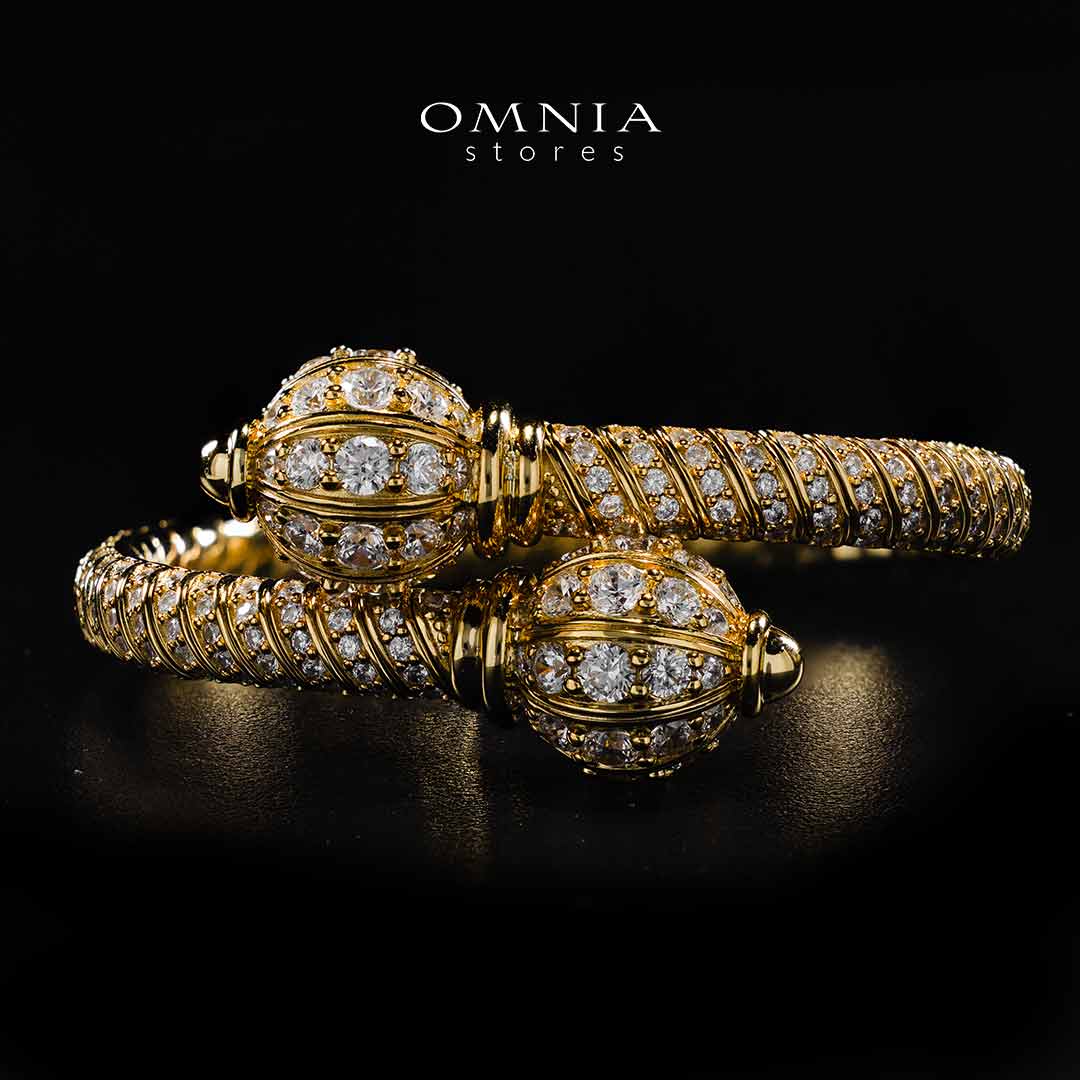 Omnia Rafah Golden Bangle In 925 Silver High Quality Certified Lab Crafted Stones