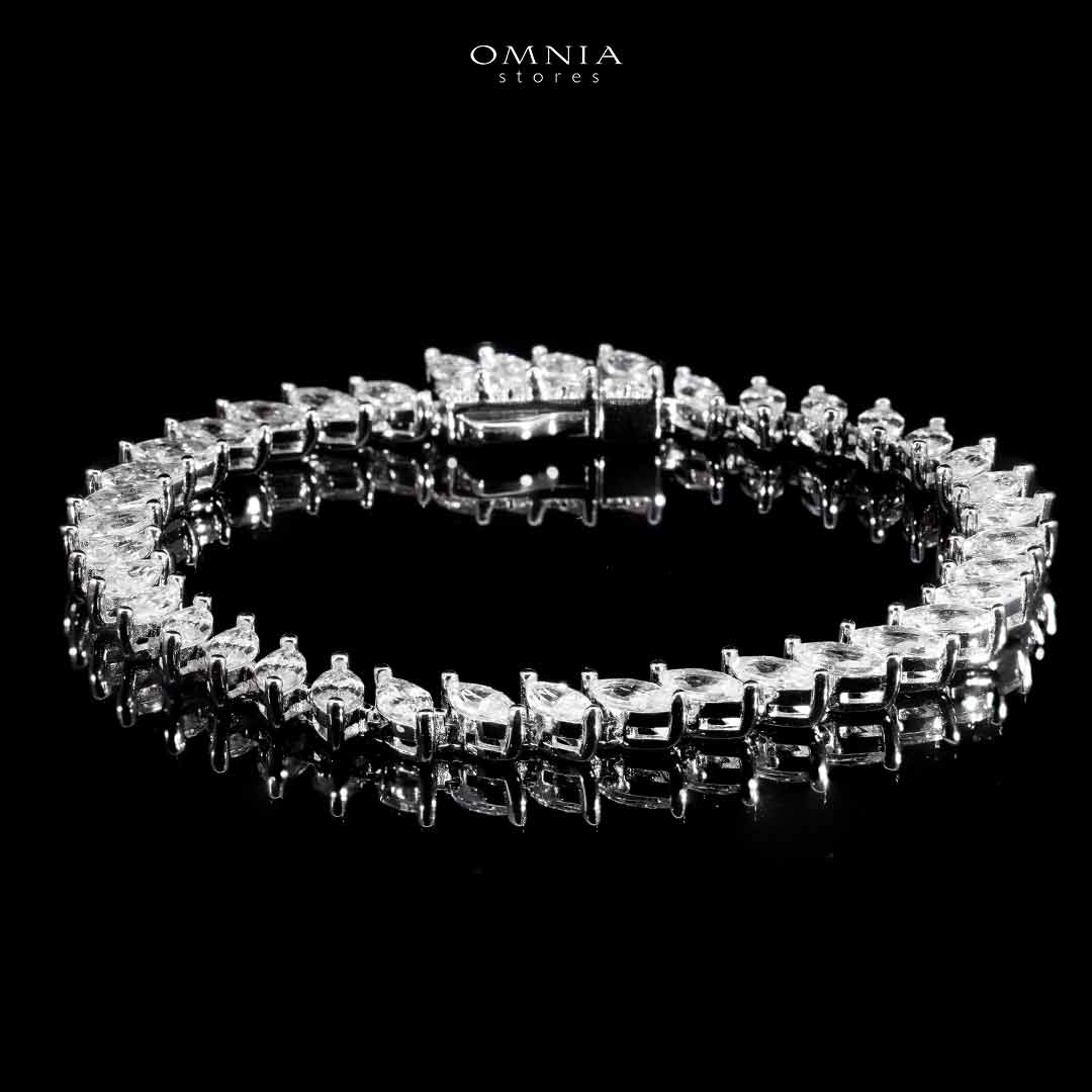 Lamiaa Glint White Bracelet In 925 Silver High Quality Simulated Diamonds