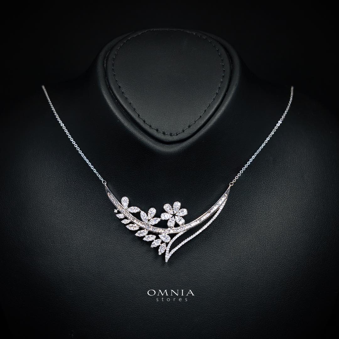 Omnia Celina Luxury White Full Set in High Quality Zircon Stone Rhodium Plated