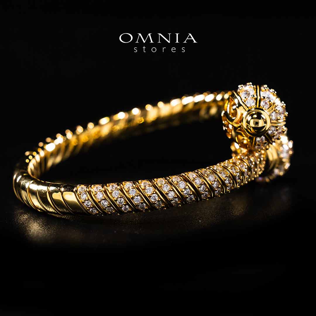 Omnia Rafah Golden Bangle In 925 Silver High Quality Certified Lab Crafted Stones