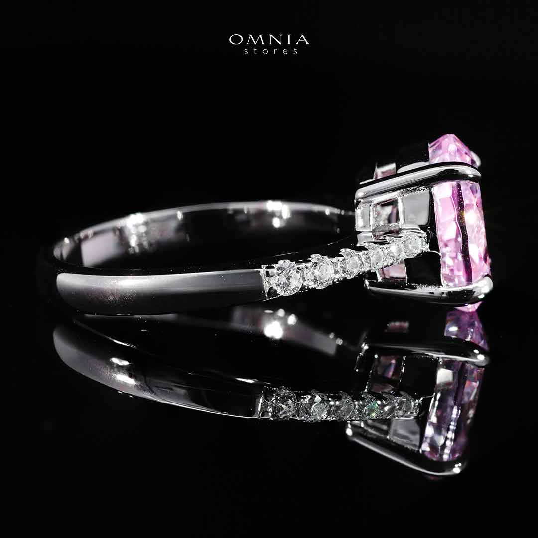Omnia Bambina Pink and White Ring In 925 Silver High Quality Simulated Diamonds