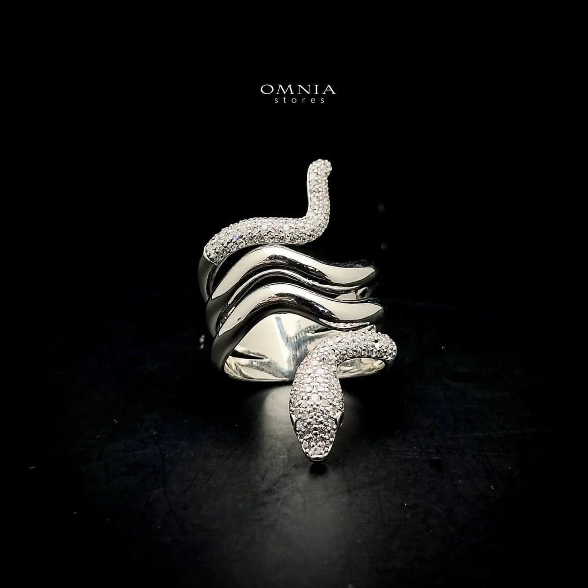 Omnia Aisha Snake Wrap Ring in High Quality Copper Rhodium Plated - OMNIASTORES UAE