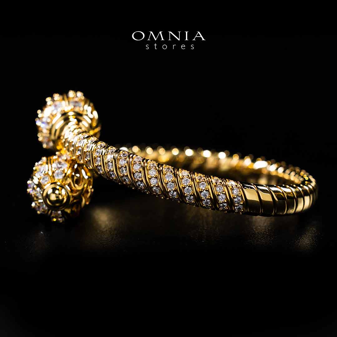 Omnia Rafah Golden Bangle In 925 Silver High Quality Certified Lab Crafted Stones