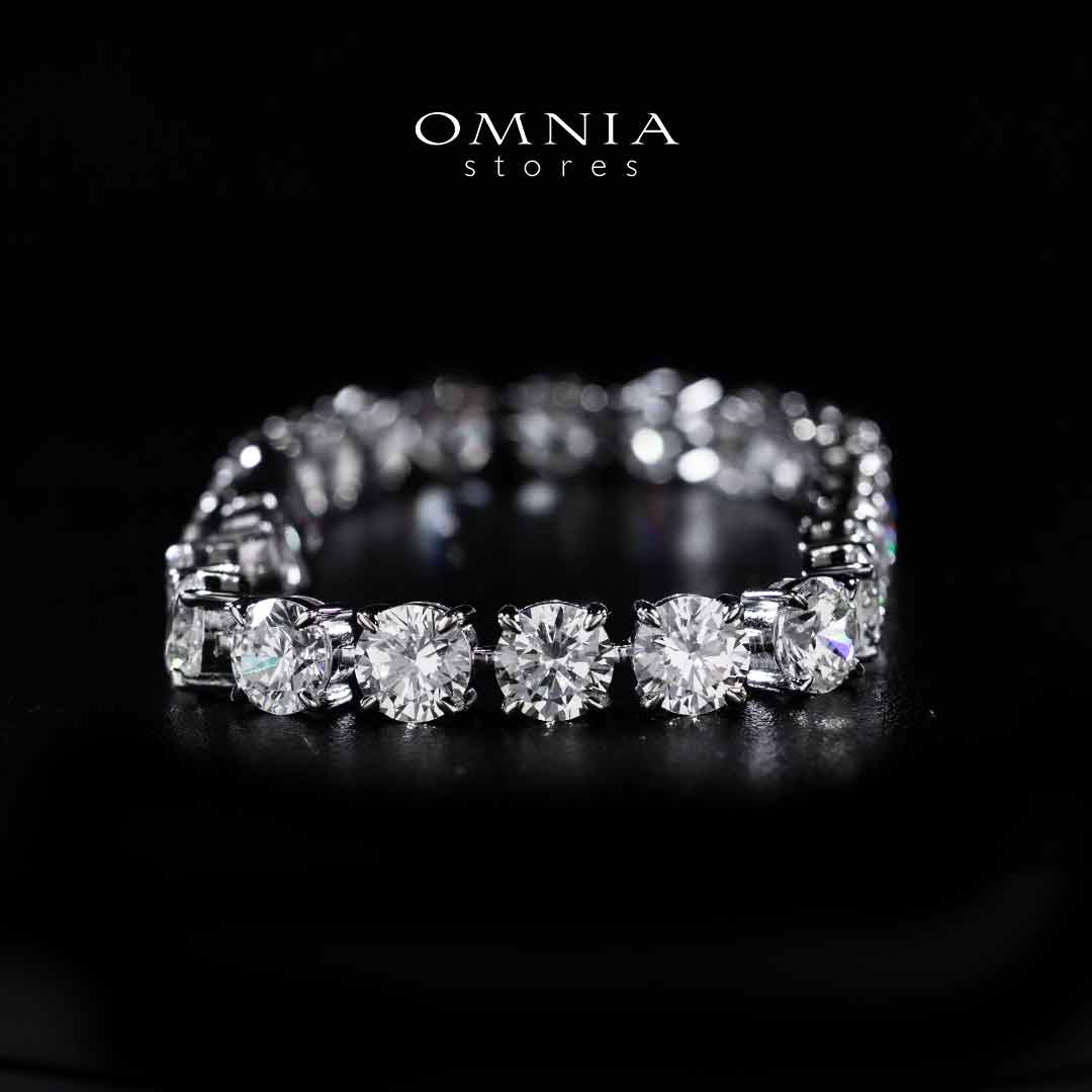 Omnia Baseema White Silver Bracelet In 925 Silver High Quality Certified Lab Crafted Stones