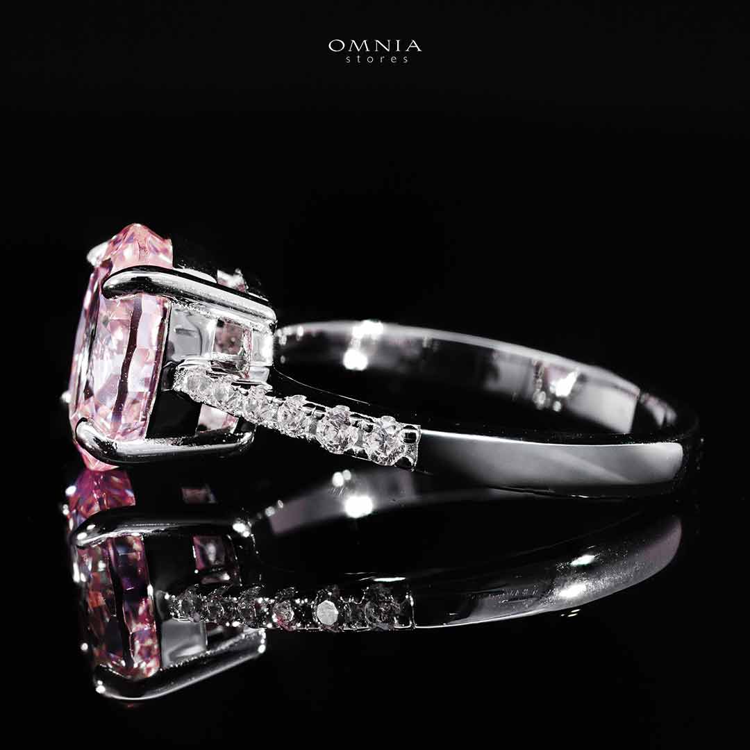 Omnia Bambina Pink and White Ring In 925 Silver High Quality Simulated Diamonds