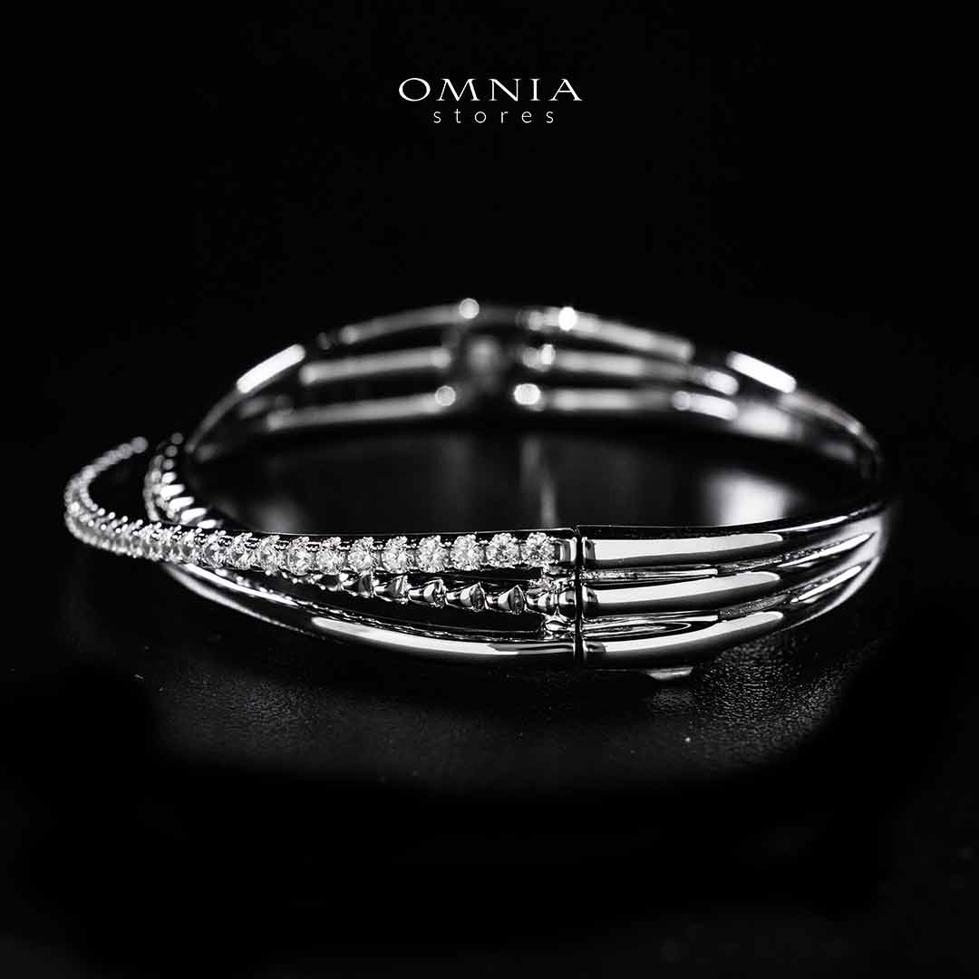 Omnia Suhair Twisted Silver Bangle In 925 Silver High Quality Certified Lab Crafted Stones
