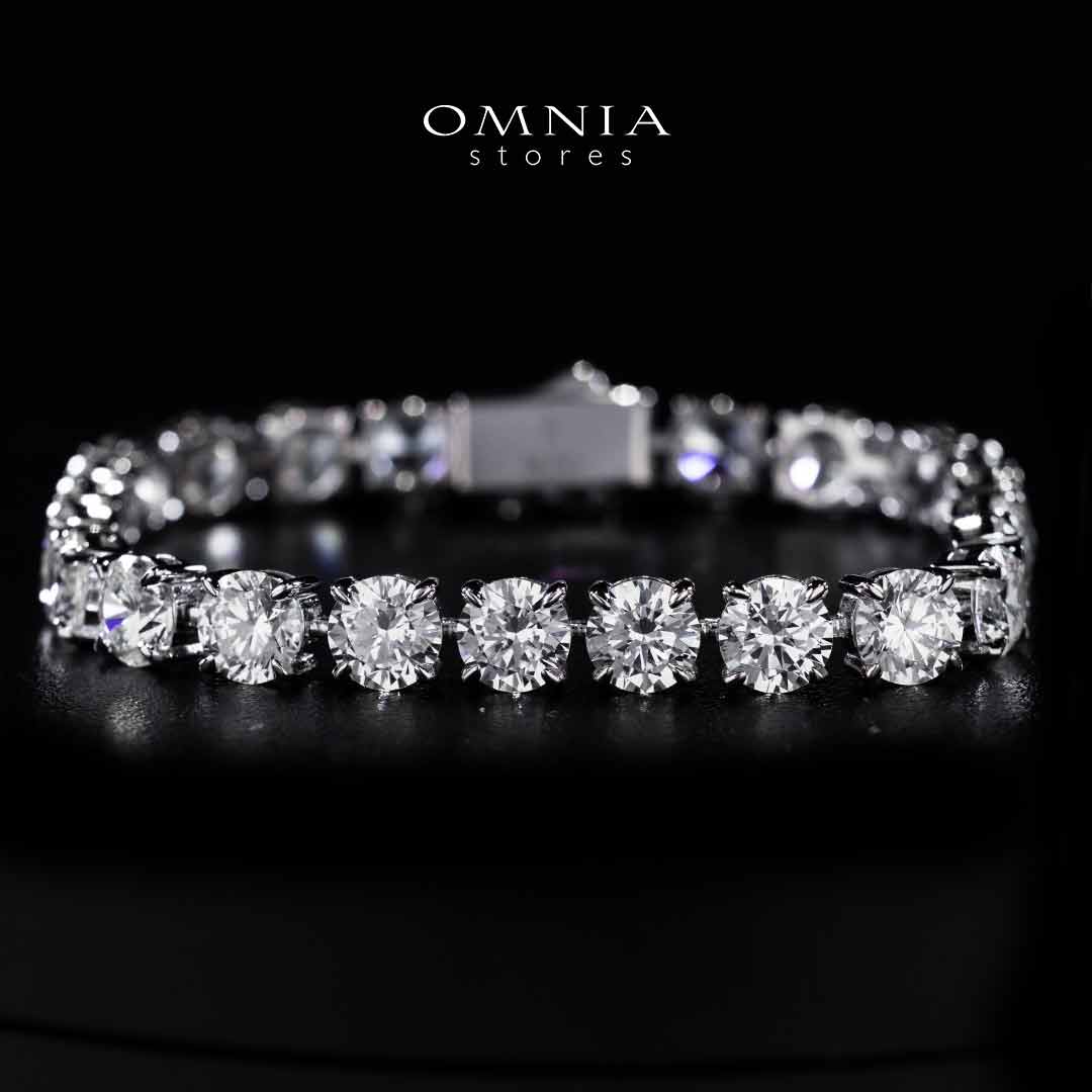 Omnia Baseema White Silver Bracelet In 925 Silver High Quality Certified Lab Crafted Stones