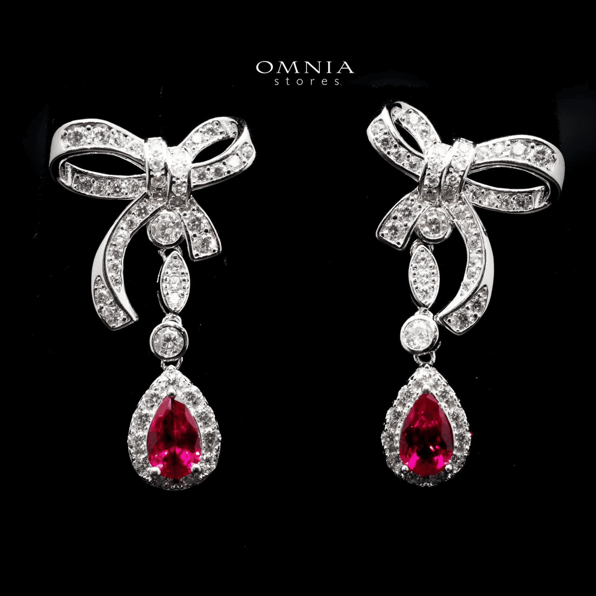 Omnia Amalia Earrings in 925 Silver In High Quality Simulated diamonds - OMNIASTORES UAE