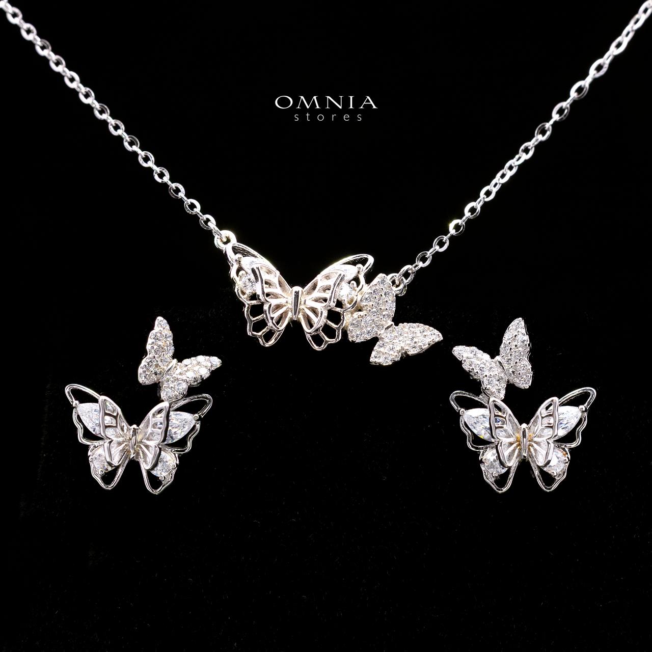 Araceli Butterfly Necklace and Earrings Set in 925 Sterling Silver with Premium Cubic Zirconia