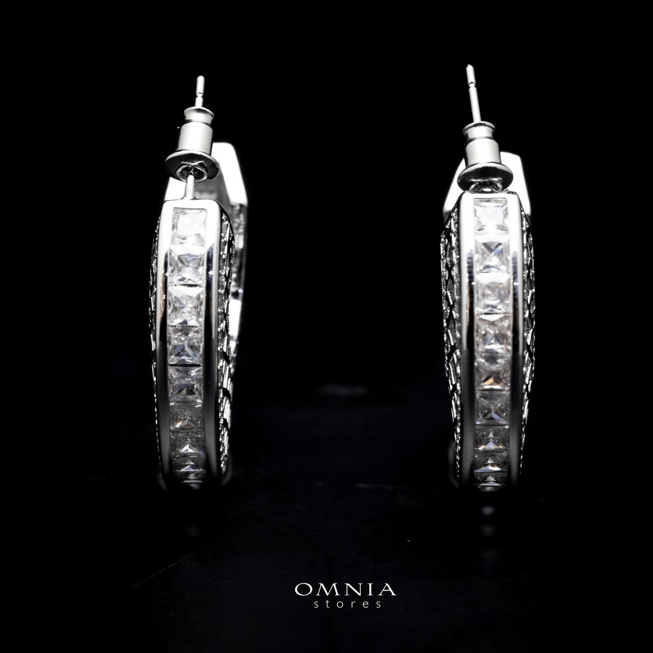 Omnia Joud White Earrings in High Quality Zircon Stone Rhodium Plated - OMNIASTORES UAE