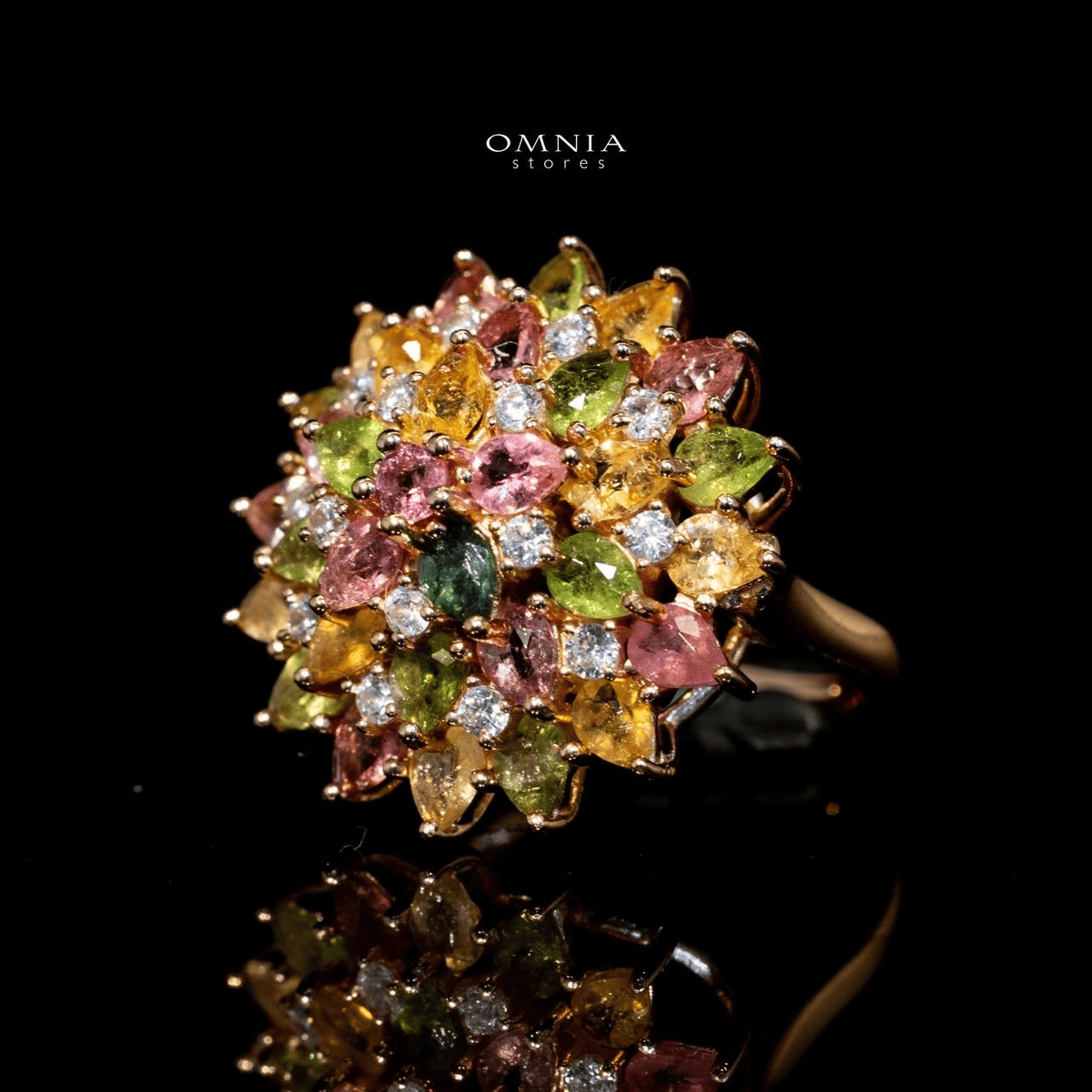 Omnia Selena Ring In 92.5 Silver High Quality Natural tourmaline - OMNIASTORES UAE