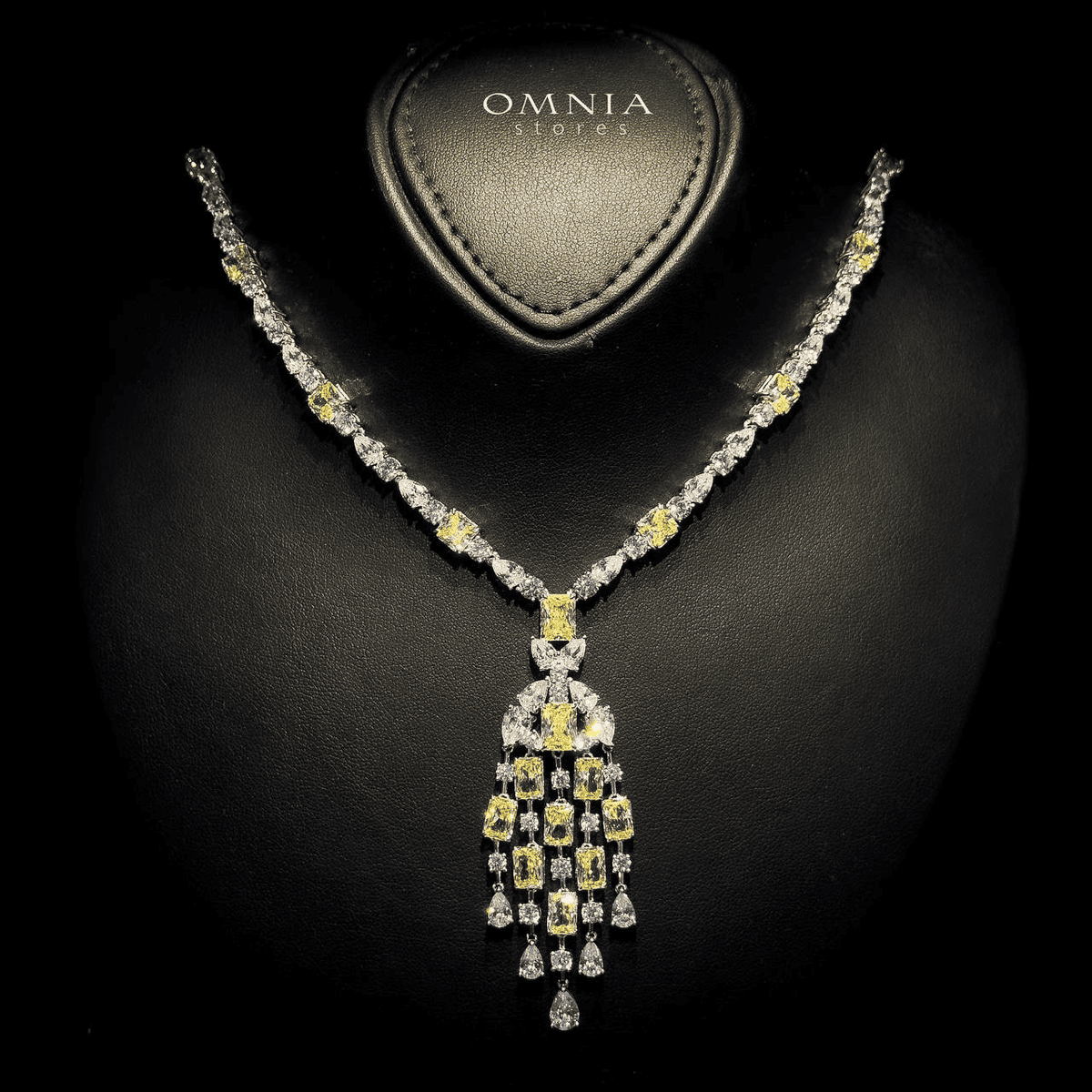 Omnia Israa Yellow Necklace In 92.5 Silver High Quality Simulated diamonds