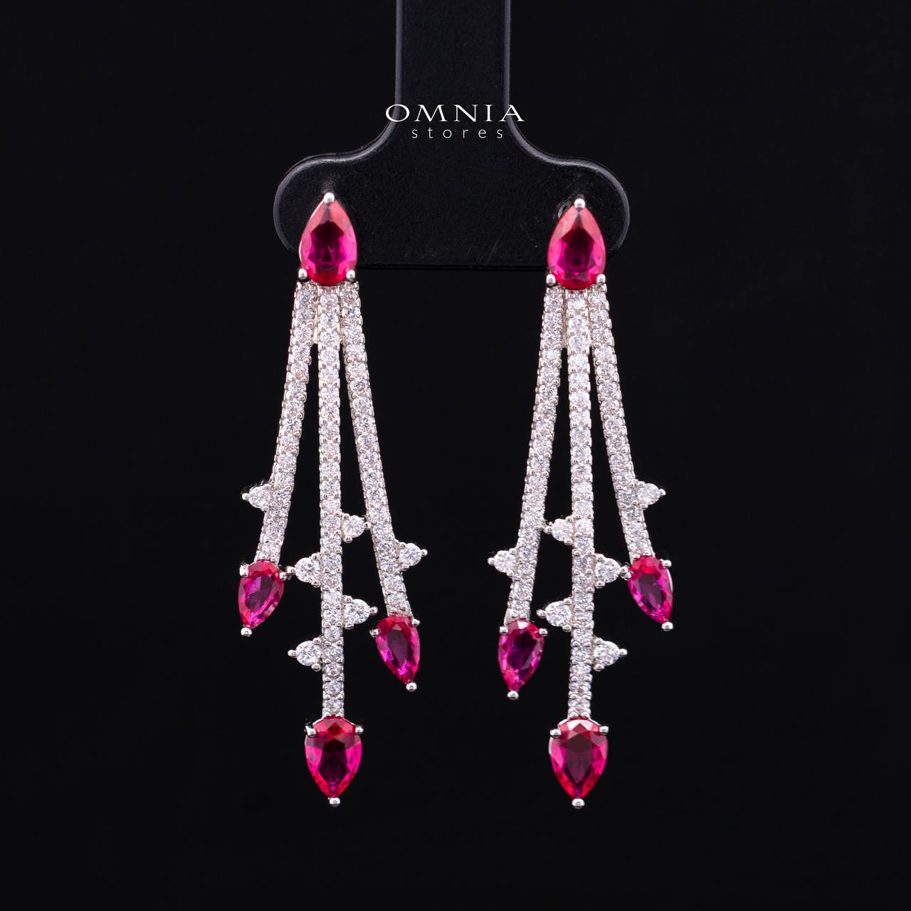 Yuliana Luxury Red Bridal Full Set with High-Quality Premium Zircon Stones, Rhodium-Plated