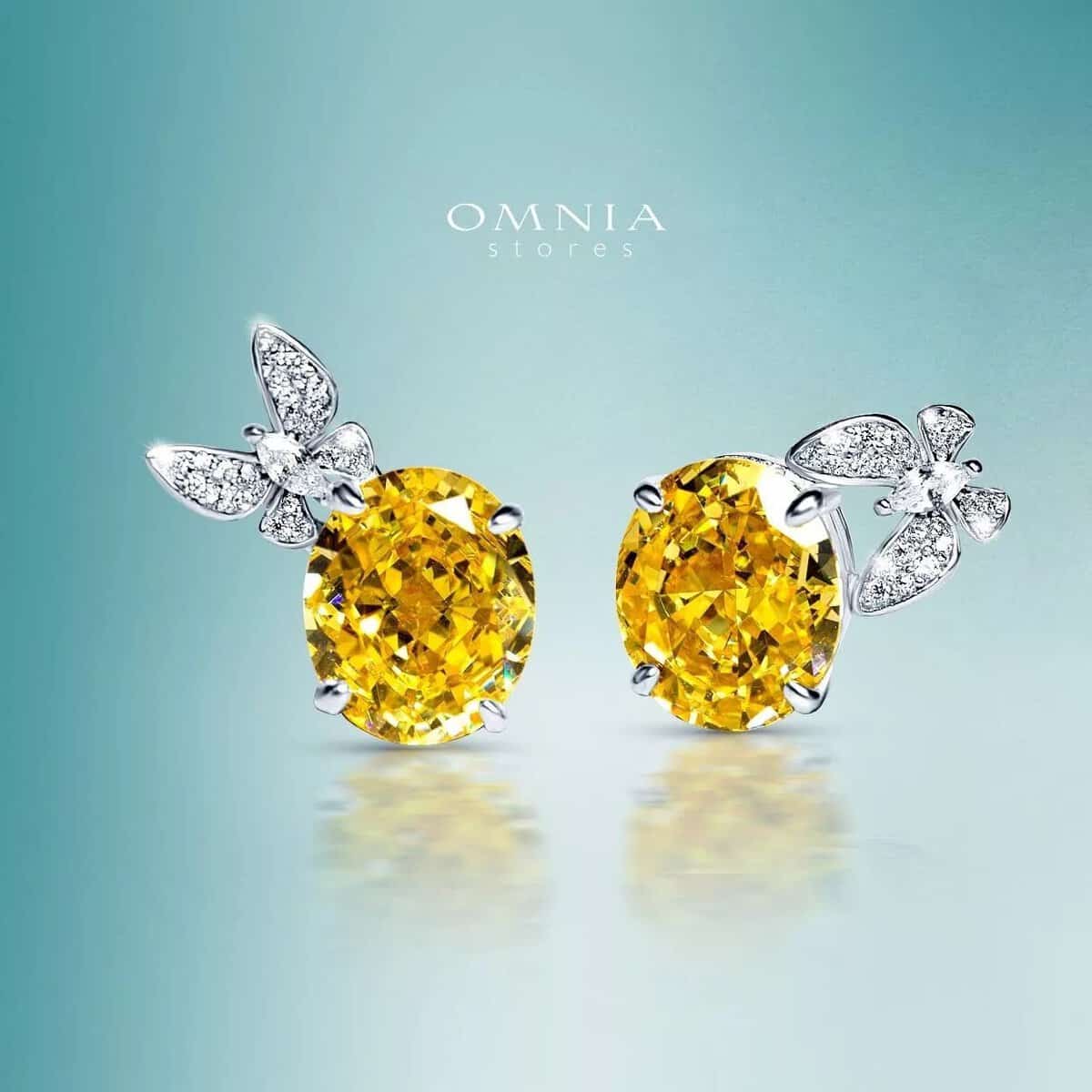 Omnia Maysun Earrings In 925 Silver High Quality Simulated Diamonds - OMNIASTORES UAE