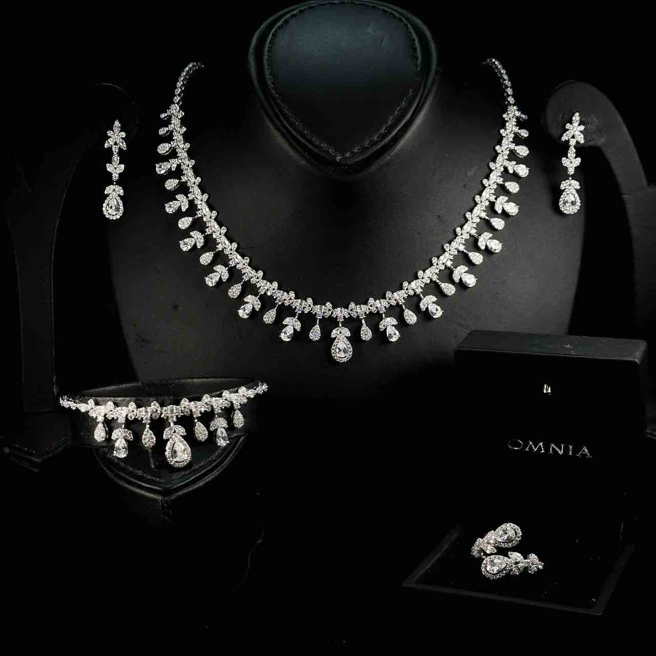 Omnia Kaamla White Bridal Full Set in 925 Silver High Quality Simulated Diamonds