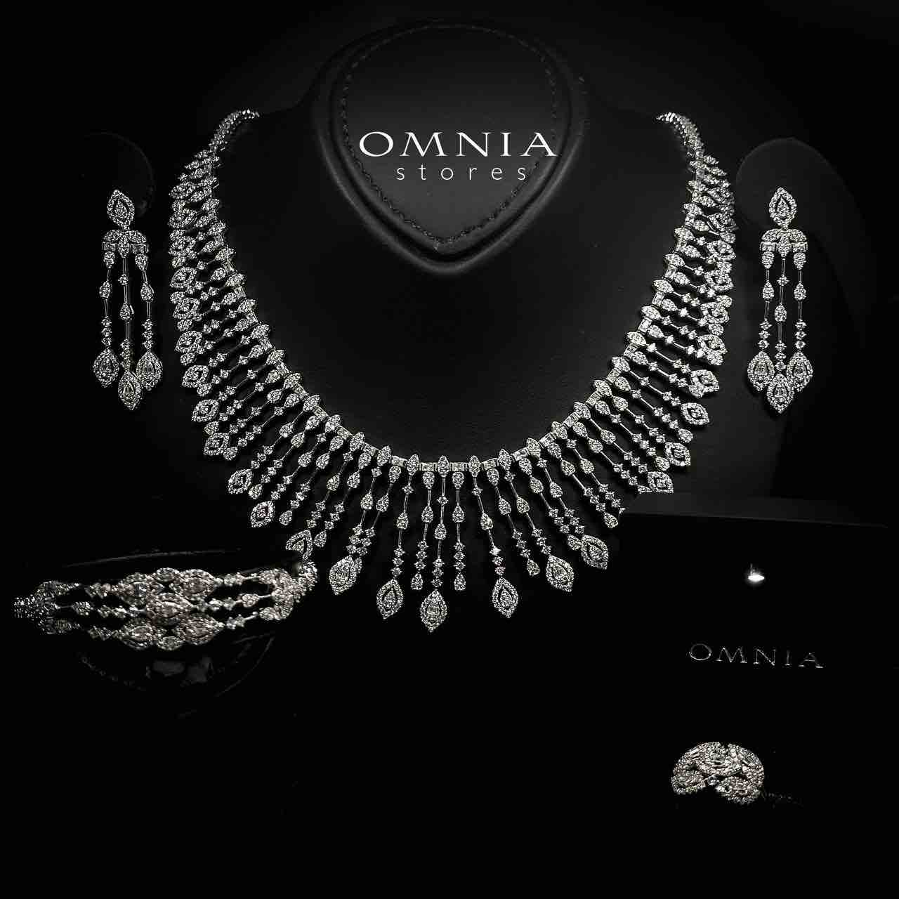 Omnia Nuzha White Bridal Full Set in 925 Silver High Quality Simulated Diamonds