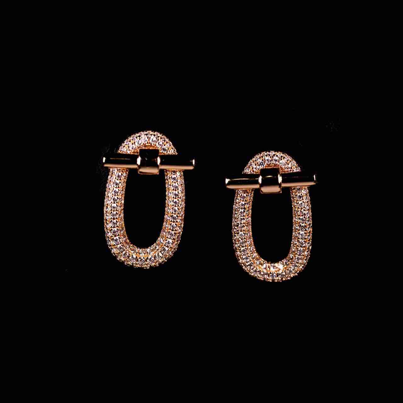 Omnia Najwa Rose Gold Stud Earrings In 925 Silver High Quality Certified Lab Crafted Stones