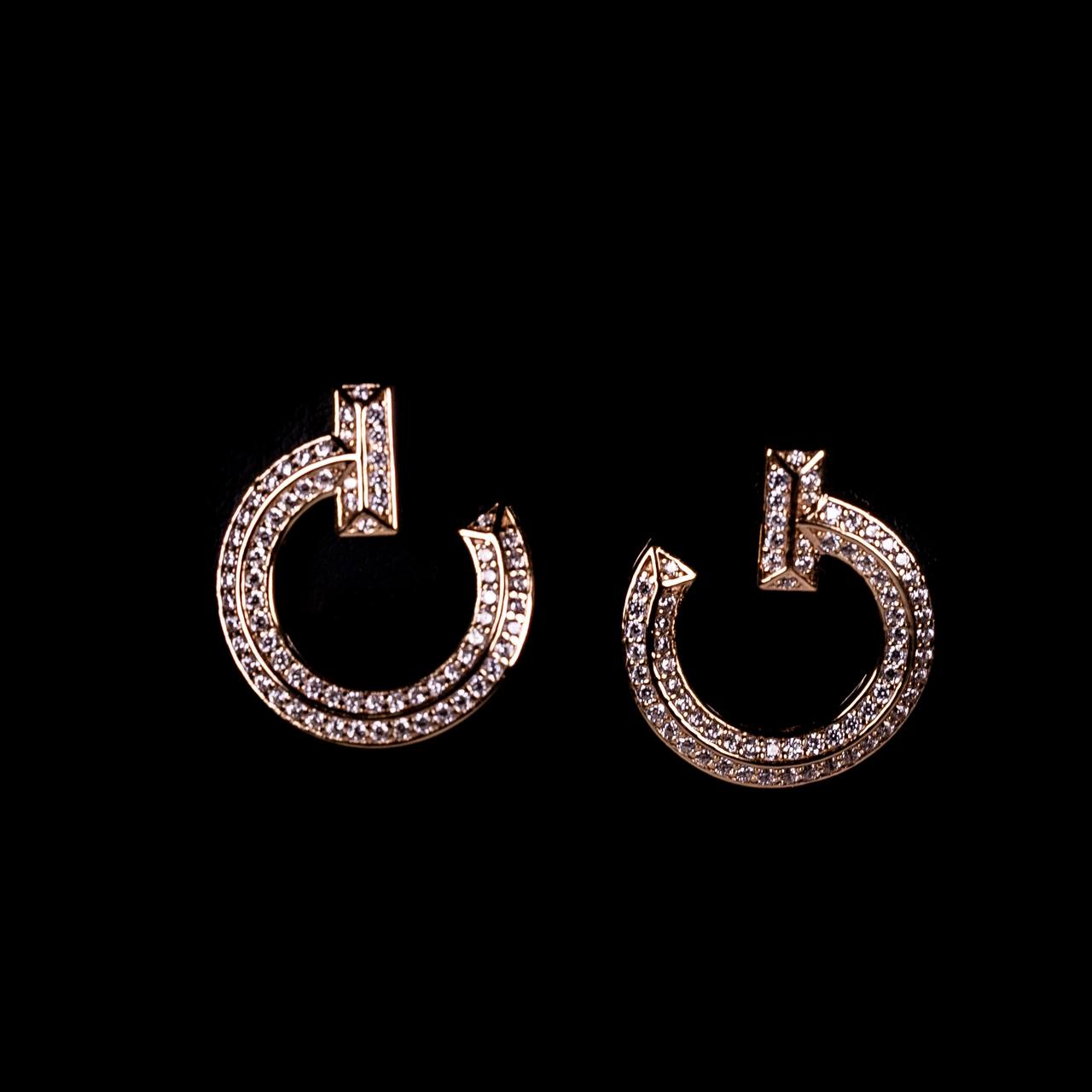 Omnia Sakina Rose Glod Stud Earrings In 925 Silver High Quality Certified Lab Crafted Stones