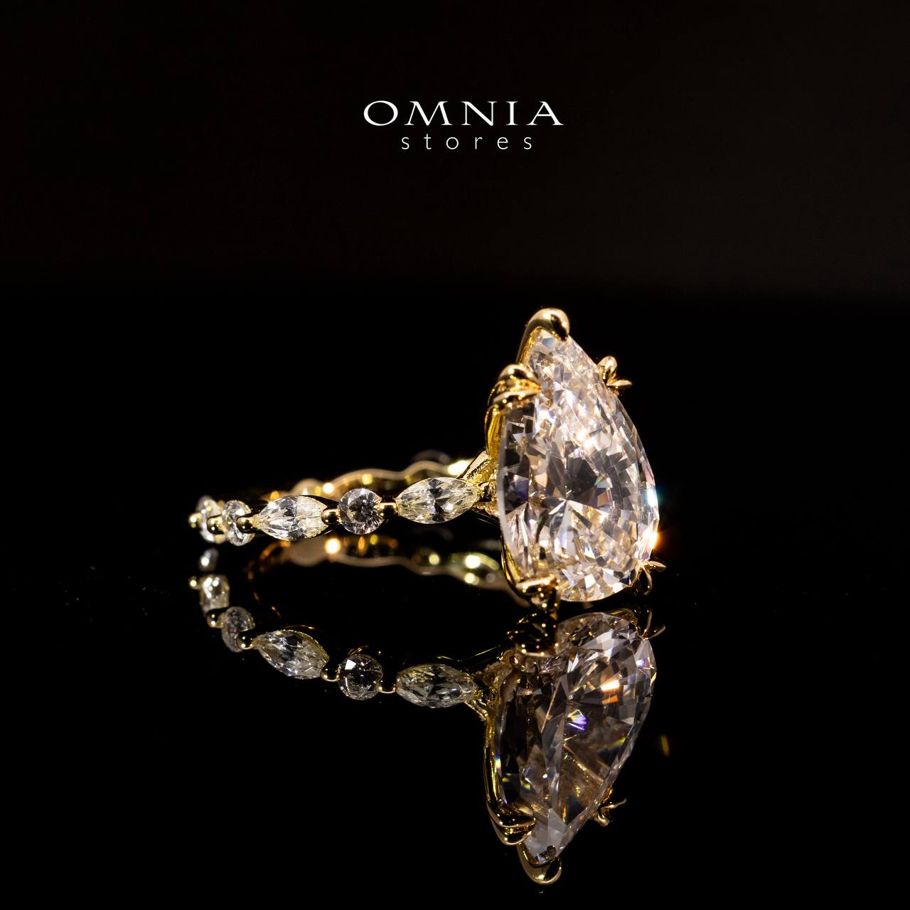 Omnia Rimaya Gold Ring In 925 Silver High Quality Certified Lab Crafted Stones