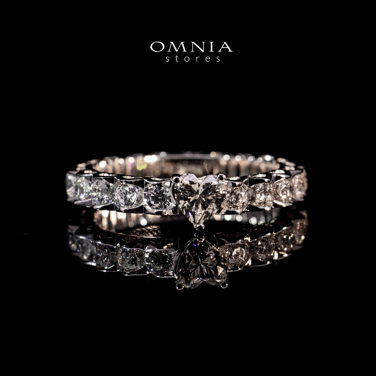 Omnia Ayshan White Heart Shape Ring In 925 Silver High Quality Certified Lab Crafted Stones