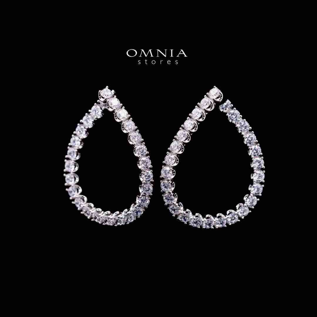 Omnia Aaleyah White Silver Drop Earrings in 925 Silver In High Quality Simulated Diamonds - OMNIASTORES UAE