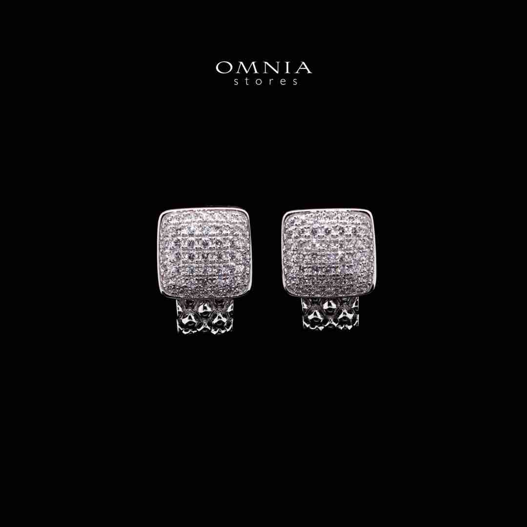 Omnia Safiyya Silver Clip Earrrings Necklace in 925 Silver In High Quality Simulated Diamonds - OMNIASTORES UAE