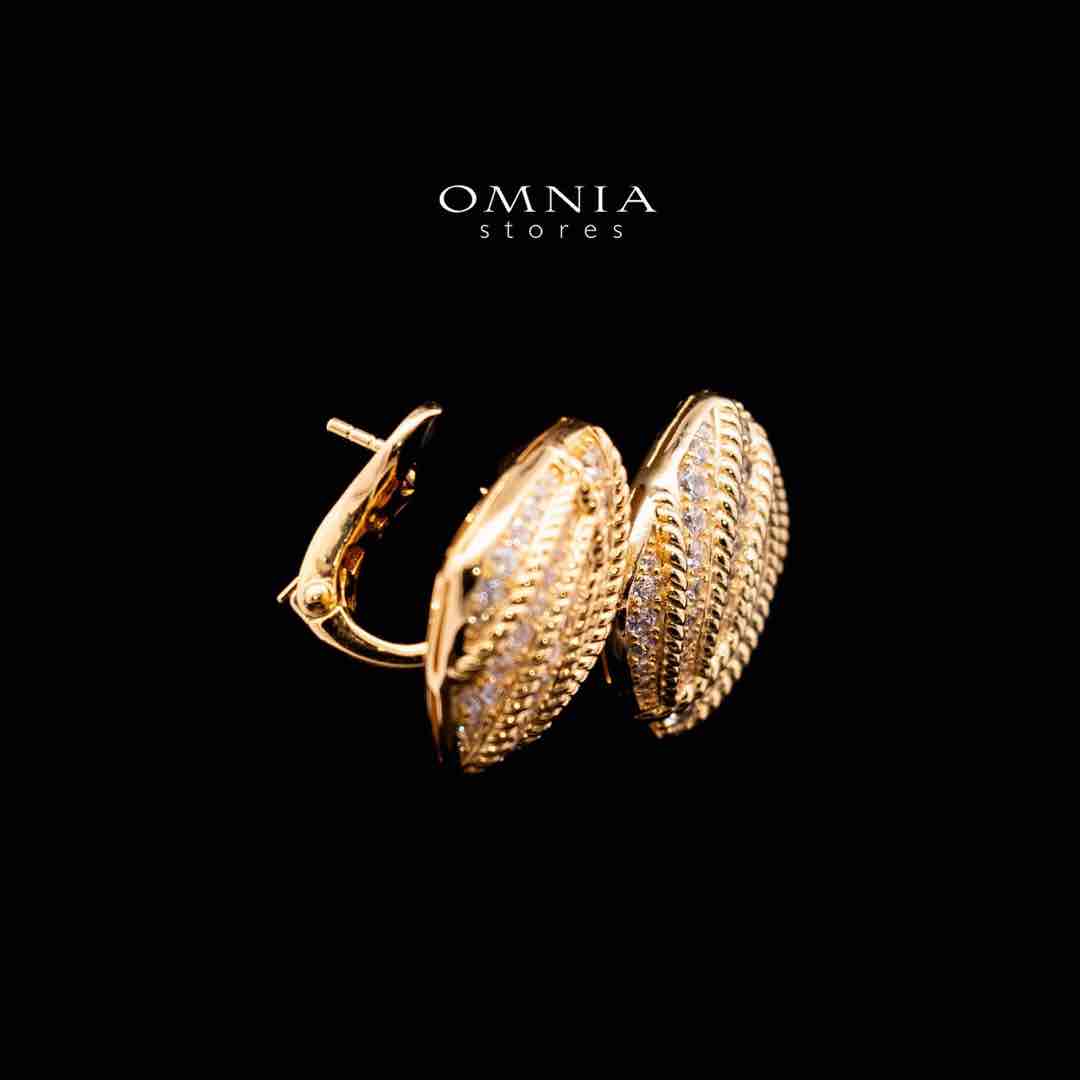 Omnia Yalina Golden Clip Earrings in 925 Silver In High Quality Simulated Diamonds - OMNIASTORES UAE