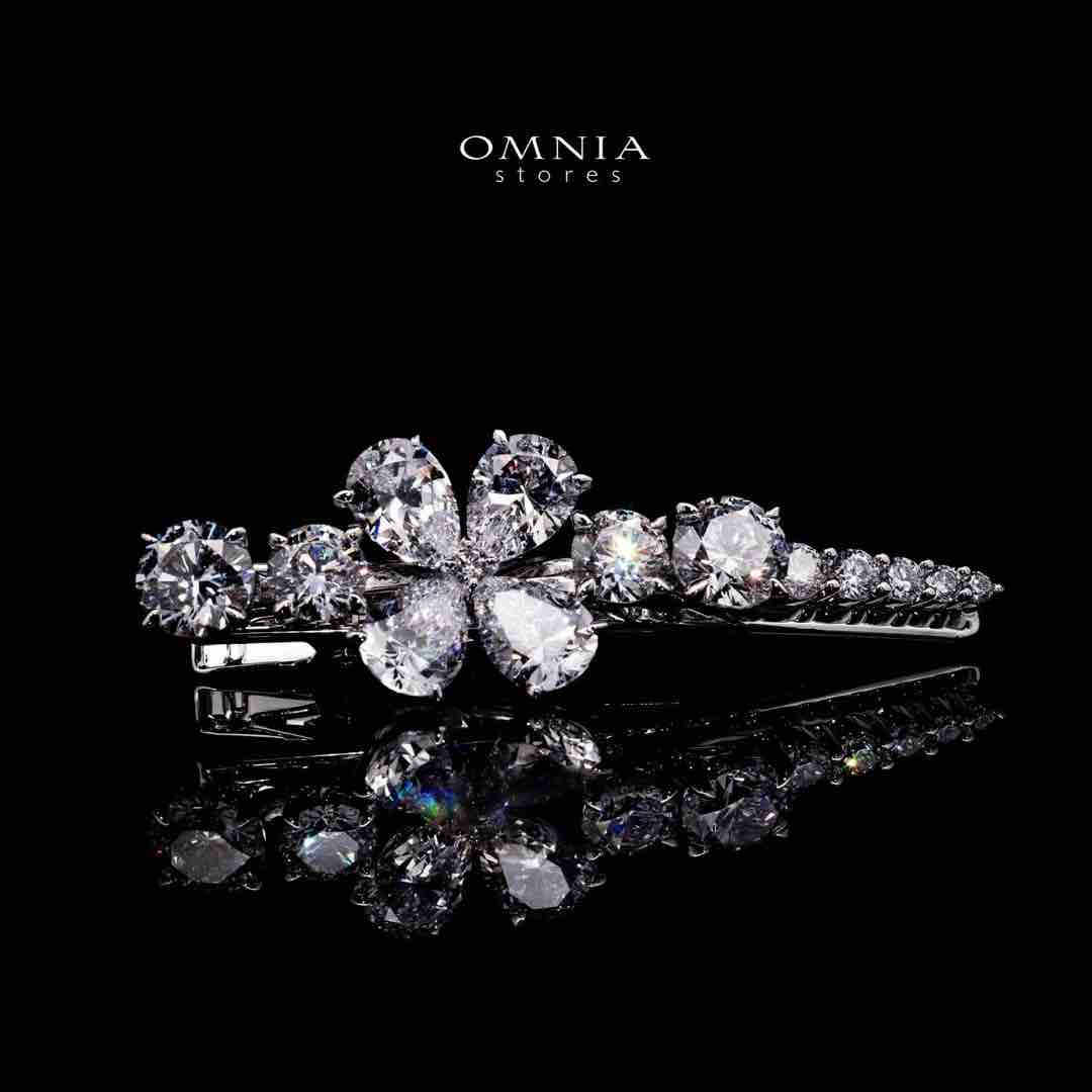 Omnia Asah White Floral Hair Clip In 925 Silver High Quality Lab Crafted Stones - OMNIASTORES UAE