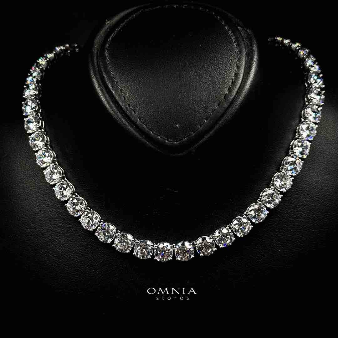 Omnia Faatin White Tennins Necklace In 925 Silver High Quality Caertified Lab Crafted Stones - OMNIASTORES UAE