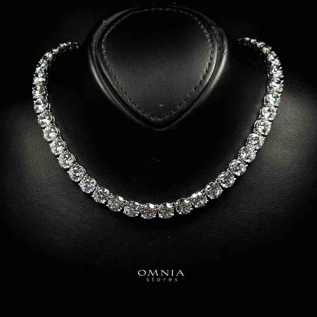 Omnia Faatin White Tennins Necklace In 925 Silver High Quality Caertified Lab Crafted Stones - OMNIASTORES UAE