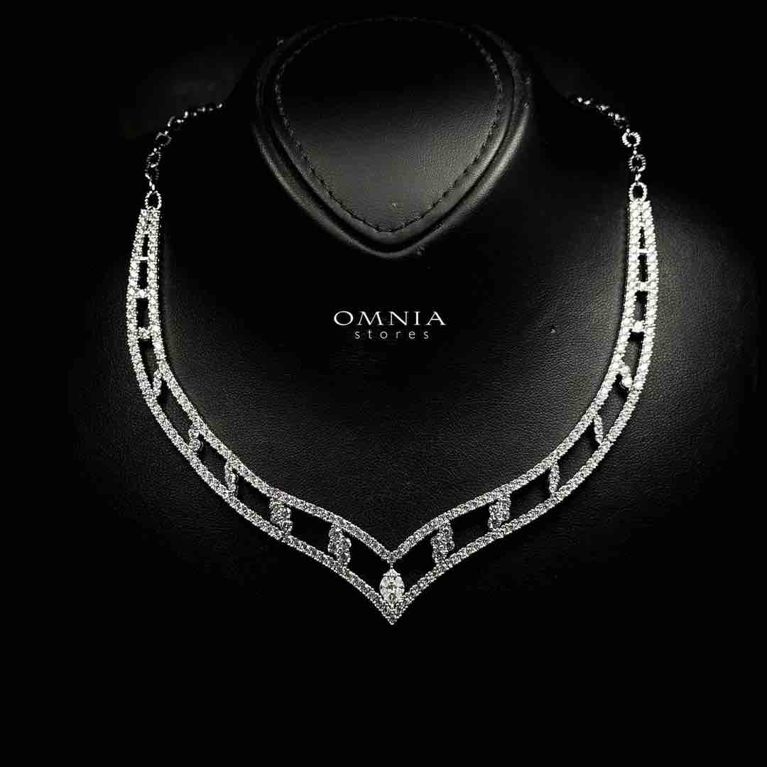 Omnia Hameeda White Necklace In 925 Silver High Quality Caertified Lab Crafted Stones - OMNIASTORES UAE