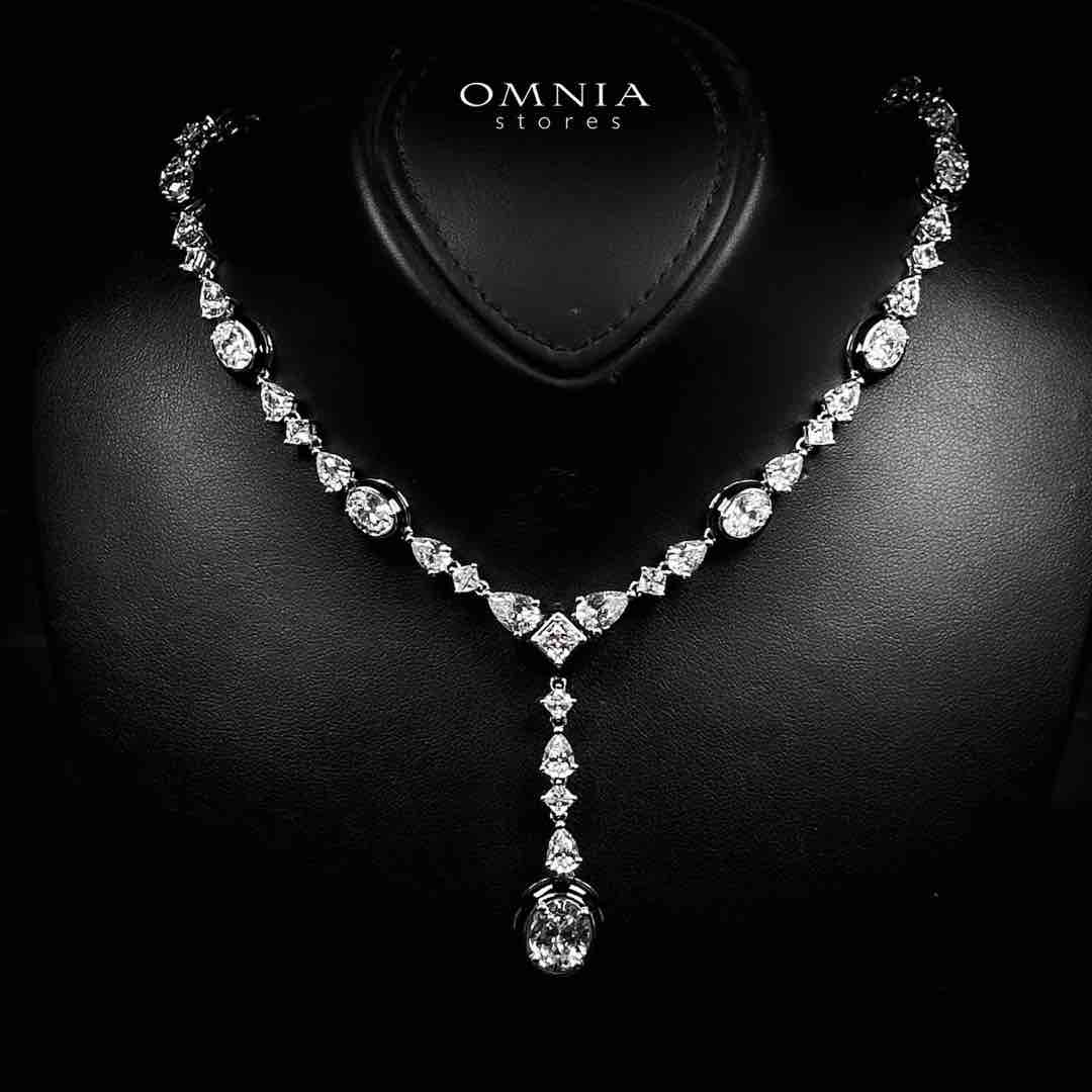Omnia Layn White and Black Necklace In 925 Silver High Quality Certified Lab Crafted Stones - OMNIASTORES UAE