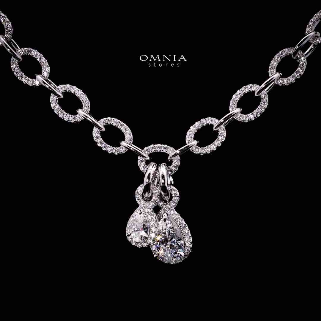 Omnia Madeeha White Pendant Necklace In 925 Silver High Quality Certified Lab Crafted Stones - OMNIASTORES UAE