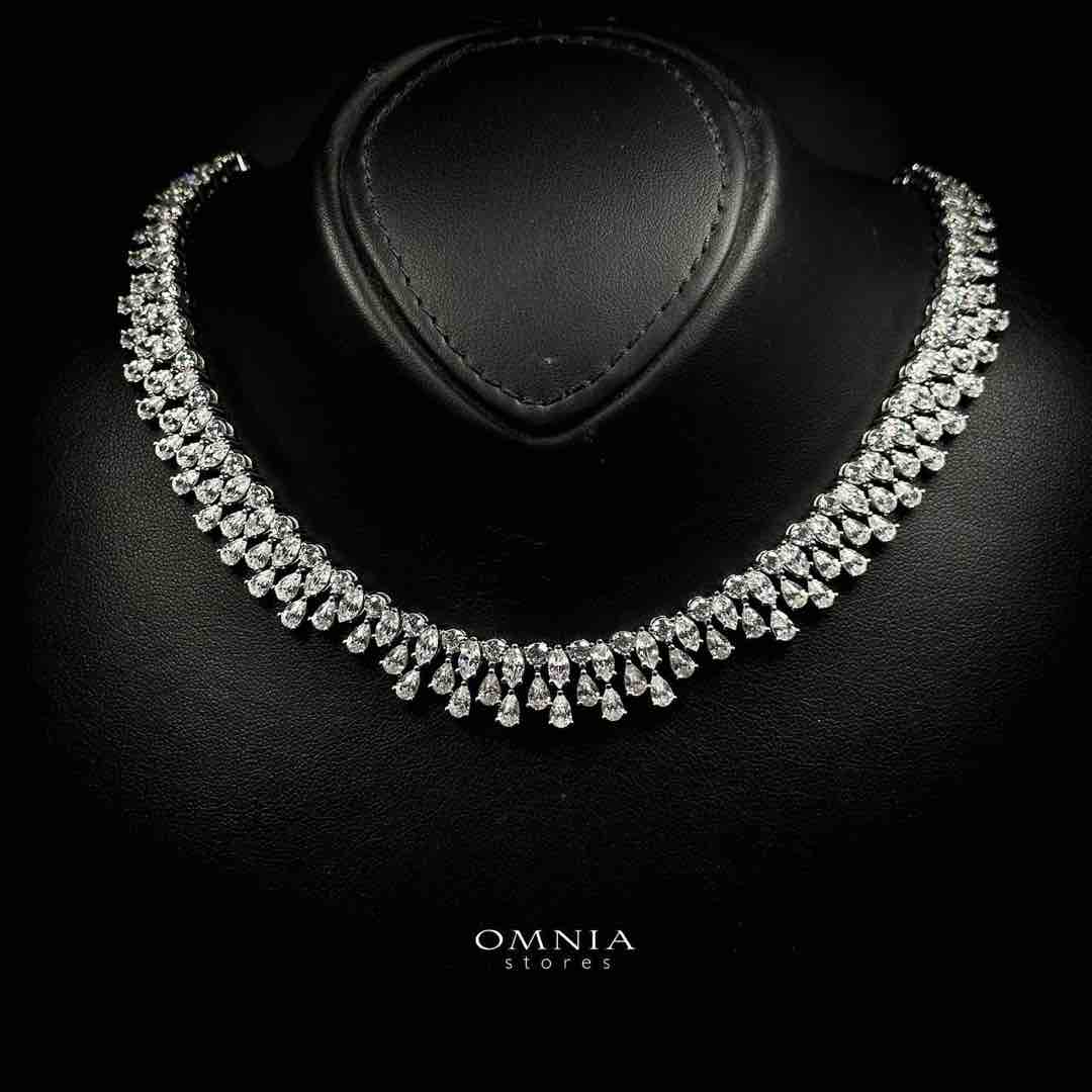 Omnia Falak White Necklace In 925 Silver High Quality Caertified Lab Crafted Stones - OMNIASTORES UAE