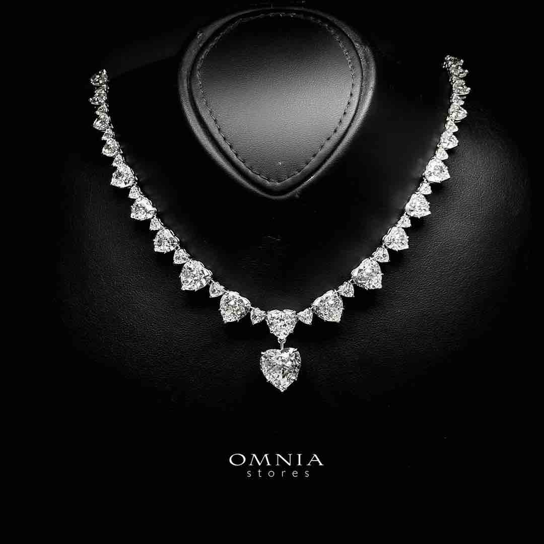Omnia Fadilah White Heart Necklace In 925 Silver High Quality Certified Lab Crafted Stones - OMNIASTORES UAE
