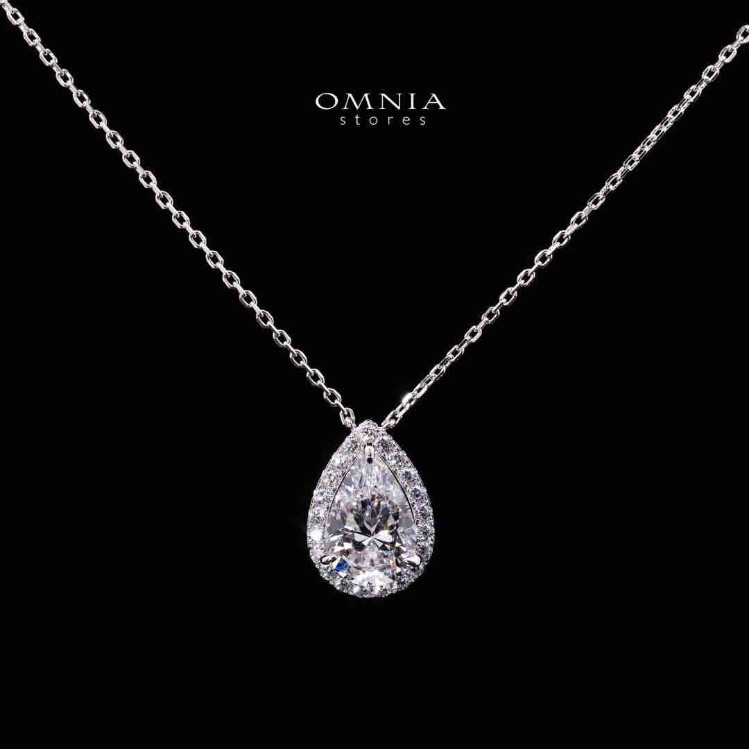 Omnia Fariah White Pear Pendant Necklace In 925 Silver High Quality Certified Lab Crafted Stones - OMNIASTORES UAE