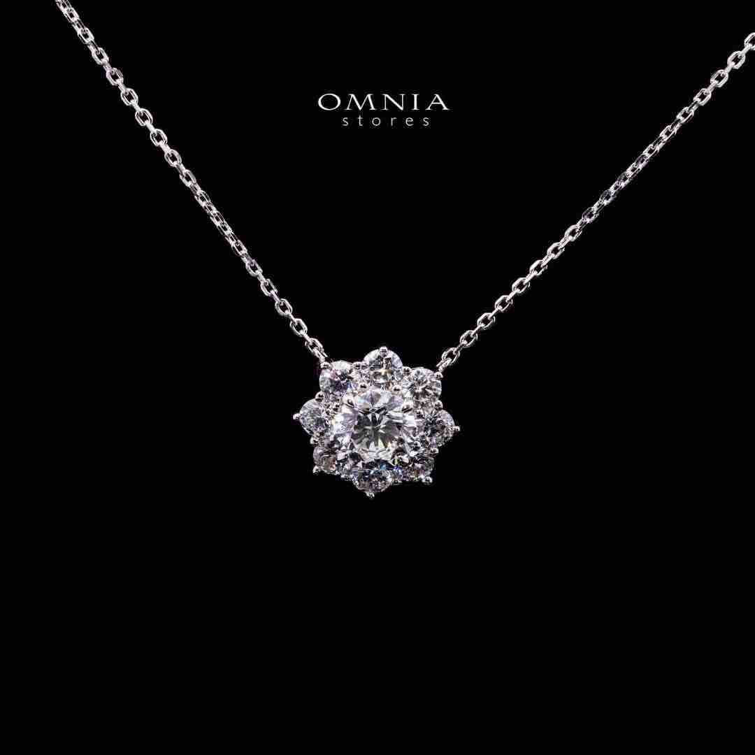 Omnia Maheen White Floral Pendant Necklace In 925 Silver High Quality Certified Lab Crafted Stones - OMNIASTORES UAE