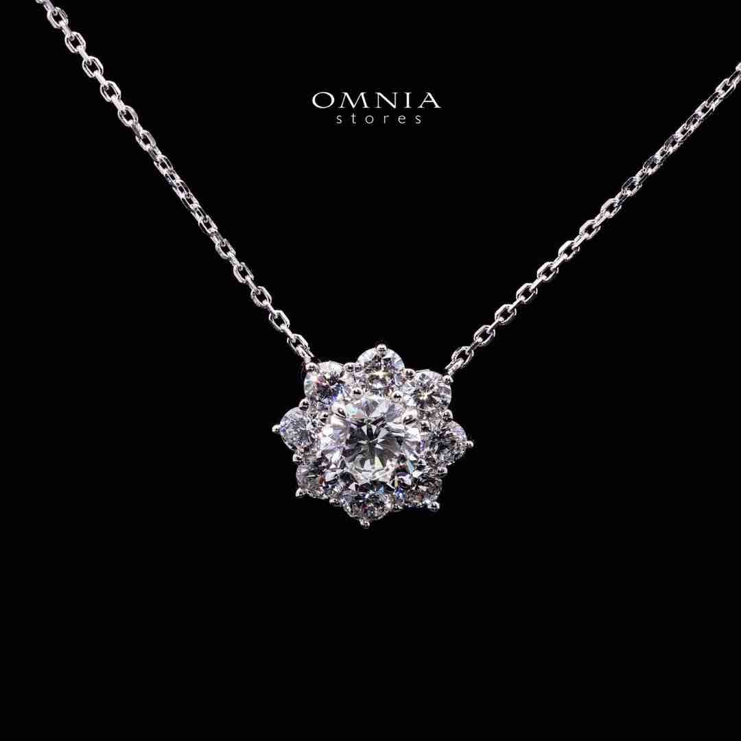Omnia Maheen White Floral Pendant Necklace In 925 Silver High Quality Certified Lab Crafted Stones - OMNIASTORES UAE