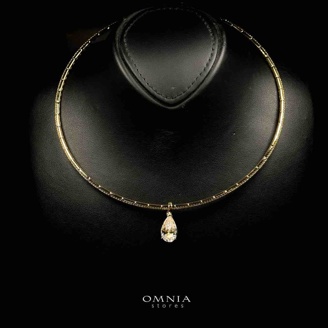 Omnia Anila Golden and White Pear Peandant Necklace In 925 Silver High Quality Certified Lab Crafted Stones - OMNIASTORES UAE