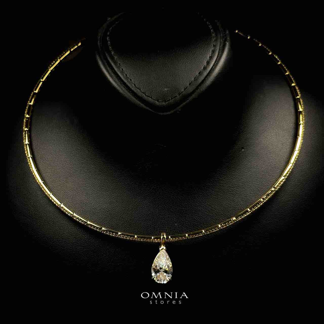 Omnia Anila Golden and White Pear Peandant Necklace In 925 Silver High Quality Certified Lab Crafted Stones - OMNIASTORES UAE