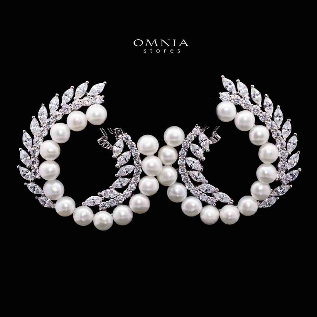 Omnia Ariella Peal Earrings in 925 Silver High Quality Simulated Diamonds - OMNIASTORES UAE