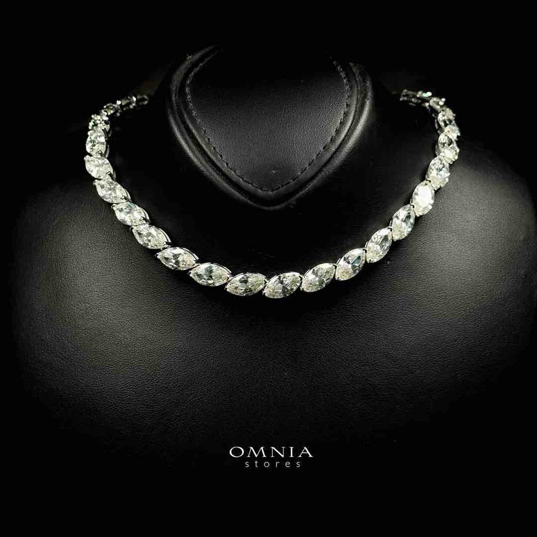Omnia Nazia White Necklace In 925 Silver High Quality Certified Lab Crafted Stones - OMNIASTORES UAE