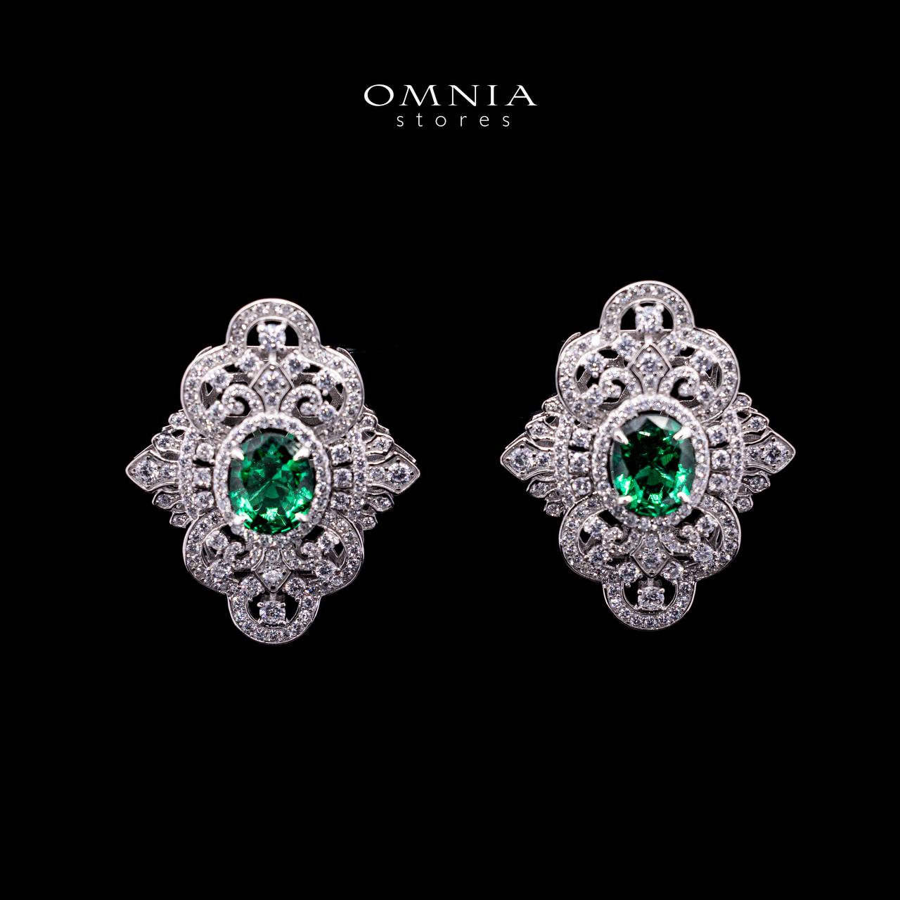 Omnia Bayan Green Stud Earrings in 925 Silver with High Quality Simulated Diamonds - OMNIASTORES UAE