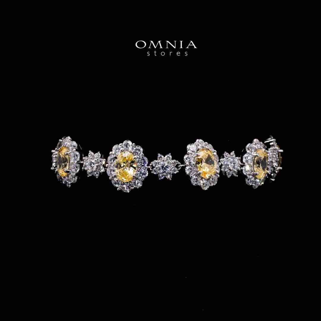 Omnia Intisaar Yellow Silver bracelet in 925 Silver with High-Quality Simulated Diamonds - OMNIASTORES UAE