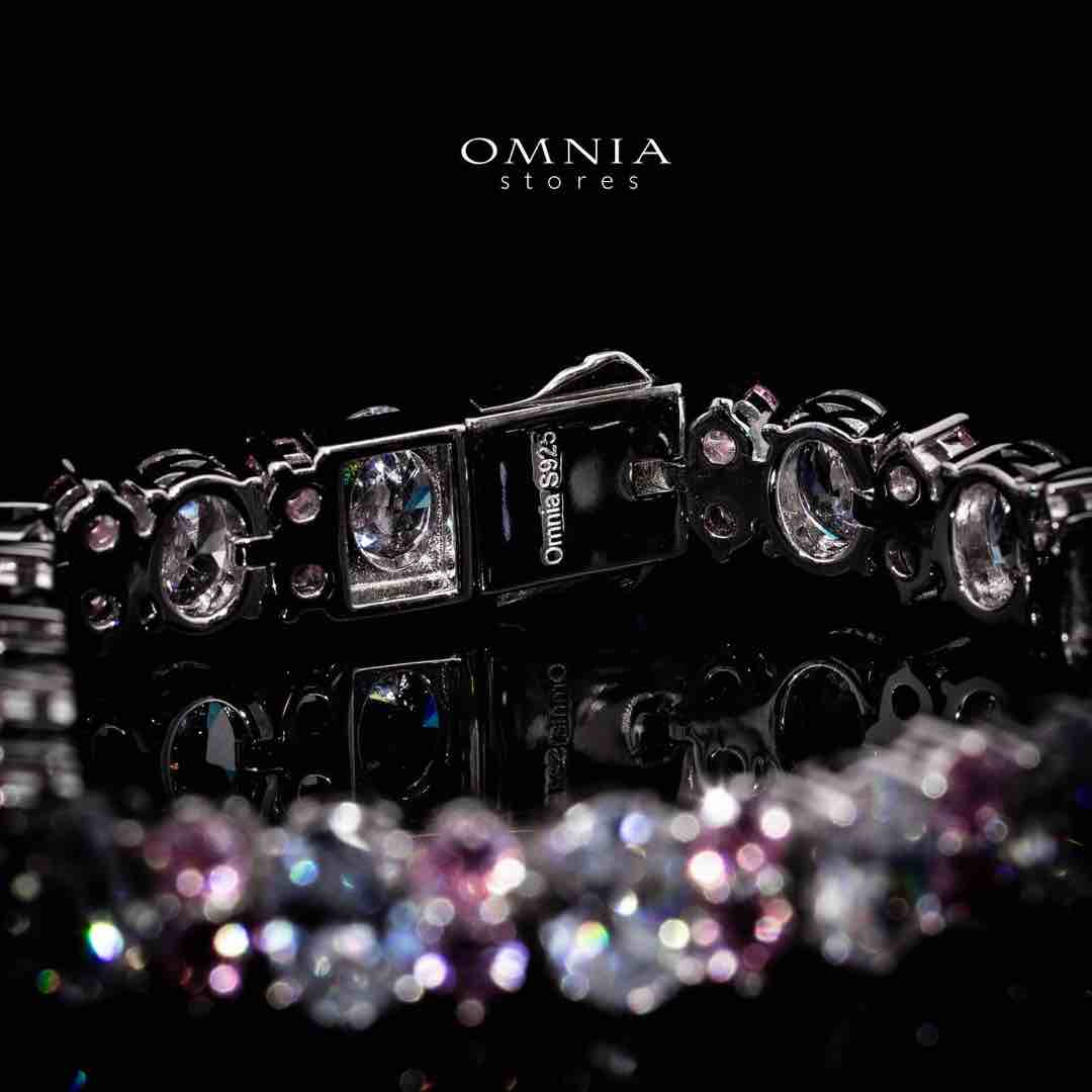 Omnia Jawaria Pink Silver Bracelet in 925 Silver with High-Quality Simulated Diamonds - OMNIASTORES UAE
