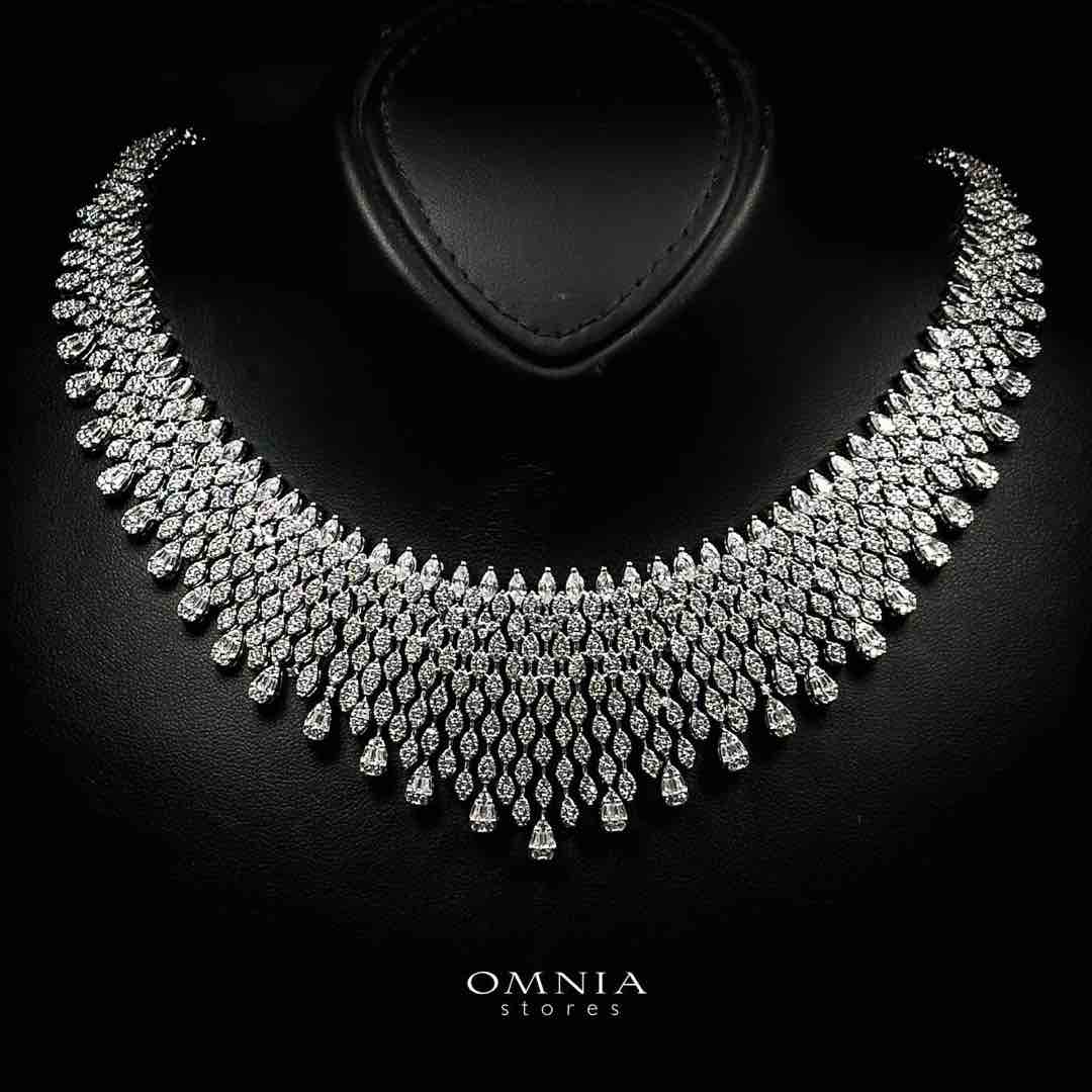 Omnia Raawiya White Luxury Bridal Set In Rhodium Plated with High Quality Zircon Stones - OMNIASTORES UAE