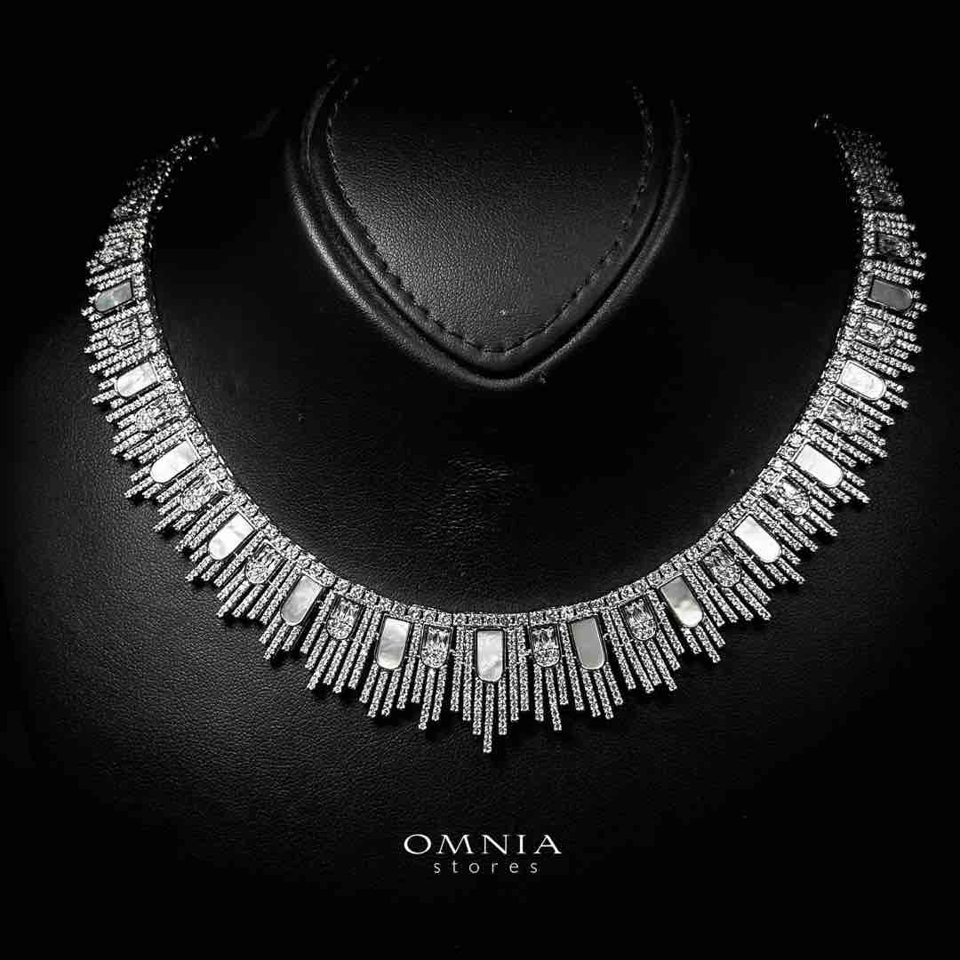 Omnia Naseera Luxury Bridal White Full Set in High Quality Zircon Stone Rhodium Plated - OMNIASTORES UAE